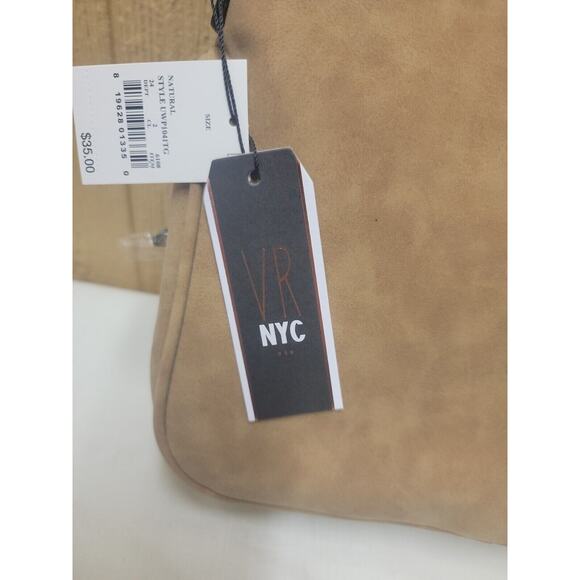 VR NYC Faux Suede Crossbody Bag Natural Envelope Flap Beige - Picture 9 of 10